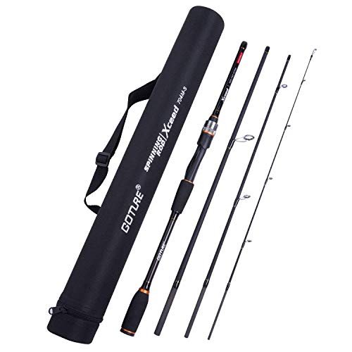 Goture Pack Fishing Rod Spinning Fishing Rods 10ft Portable Pack case 4 Sections Lightweight Carbon Fiber Poles M Power MF Action